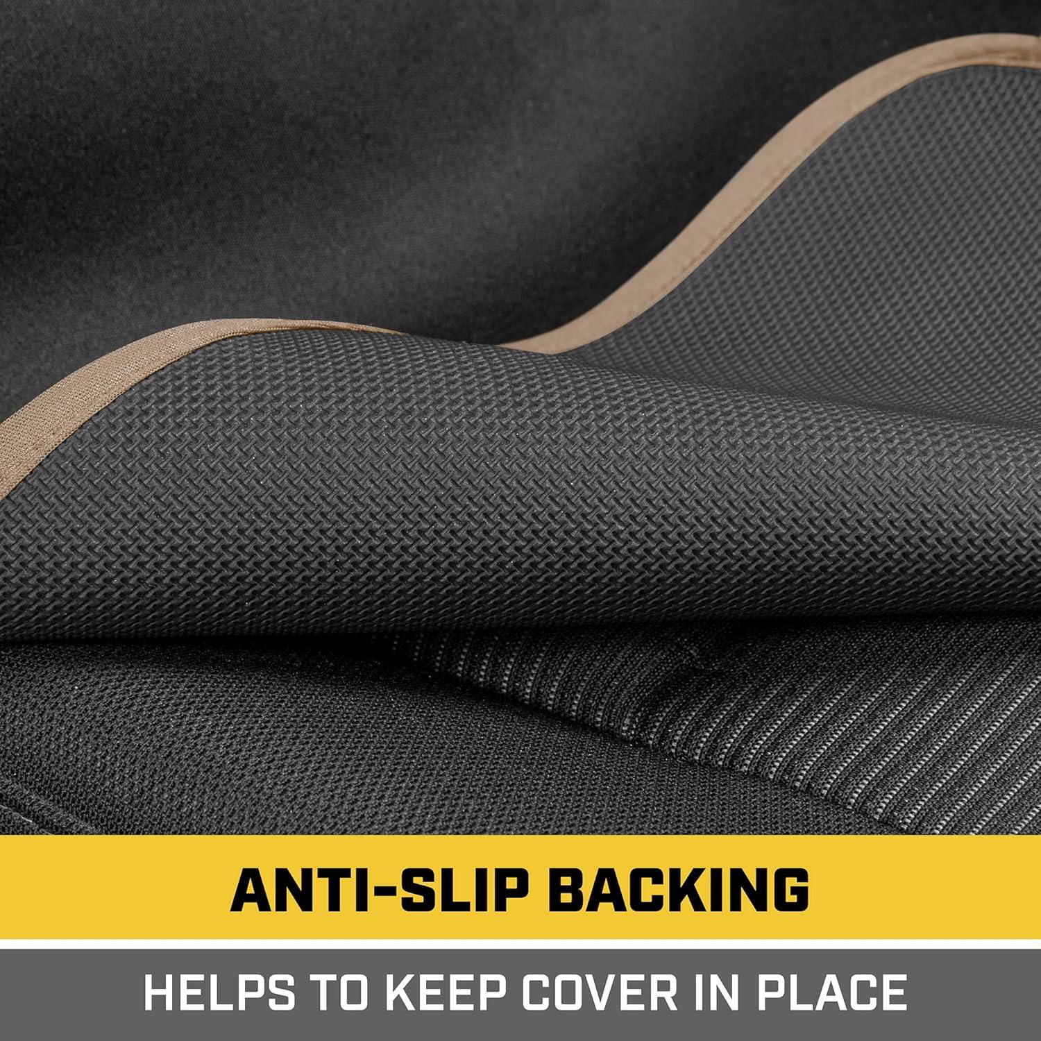 imageCAT Waterproof Car Seat Cover for Front Seats 1 Piece with Beige Trim Durable Neoprene Seat Cover for Cars Universal Fit for Most Cars Trucks SUV Ideal Seat Protector for Vehicle Car SeatsBlack with Beige Trim