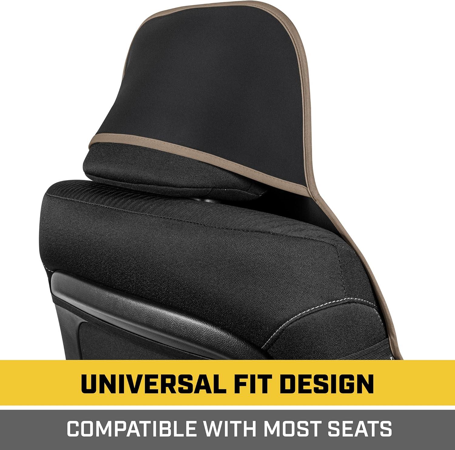 imageCAT Waterproof Car Seat Cover for Front Seats 1 Piece with Beige Trim Durable Neoprene Seat Cover for Cars Universal Fit for Most Cars Trucks SUV Ideal Seat Protector for Vehicle Car SeatsBlack with Beige Trim