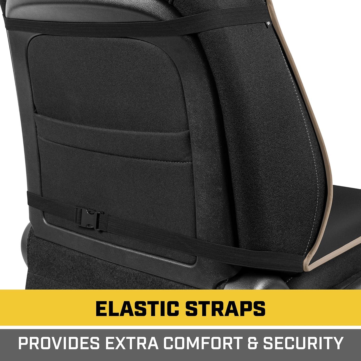 imageCAT Waterproof Car Seat Cover for Front Seats 1 Piece with Beige Trim Durable Neoprene Seat Cover for Cars Universal Fit for Most Cars Trucks SUV Ideal Seat Protector for Vehicle Car SeatsBlack with Beige Trim