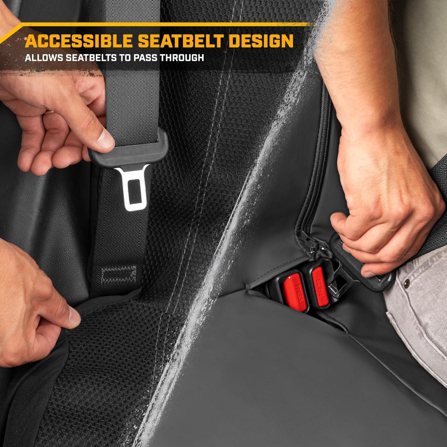 imageCat FlexHybrid Car Seat Covers Black Premium Faux Leather Mesh Seat Covers for Cars Trucks SUV Universal Fit Car Seat Covers Front Seats Only Automotive Interior Covers Ideal Truck Seat CoversBack Seat Cover Gray