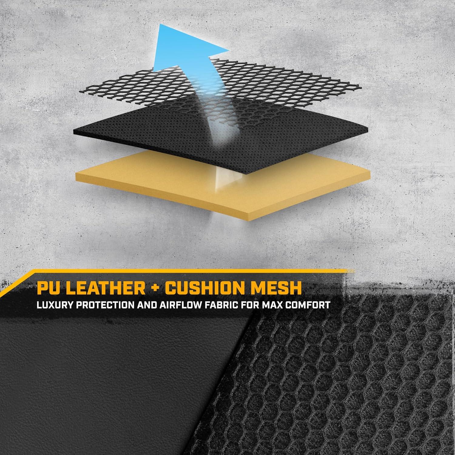 imageCat FlexHybrid Car Seat Covers Black Premium Faux Leather Mesh Seat Covers for Cars Trucks SUV Universal Fit Car Seat Covers Front Seats Only Automotive Interior Covers Ideal Truck Seat CoversBack Seat Cover Black