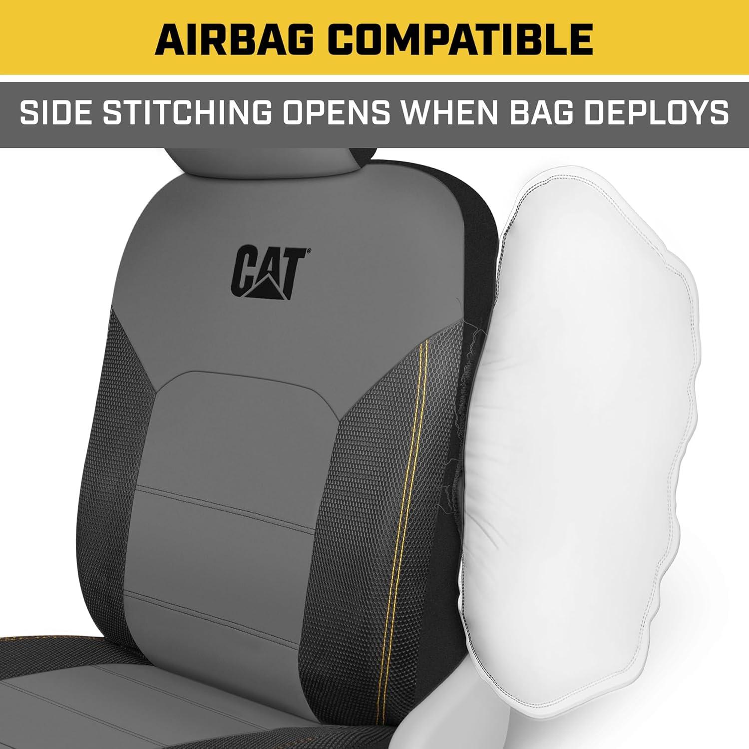 imageCat FlexHybrid Car Seat Covers Black Premium Faux Leather Mesh Seat Covers for Cars Trucks SUV Universal Fit Car Seat Covers Front Seats Only Automotive Interior Covers Ideal Truck Seat CoversFront Seat Covers Gray
