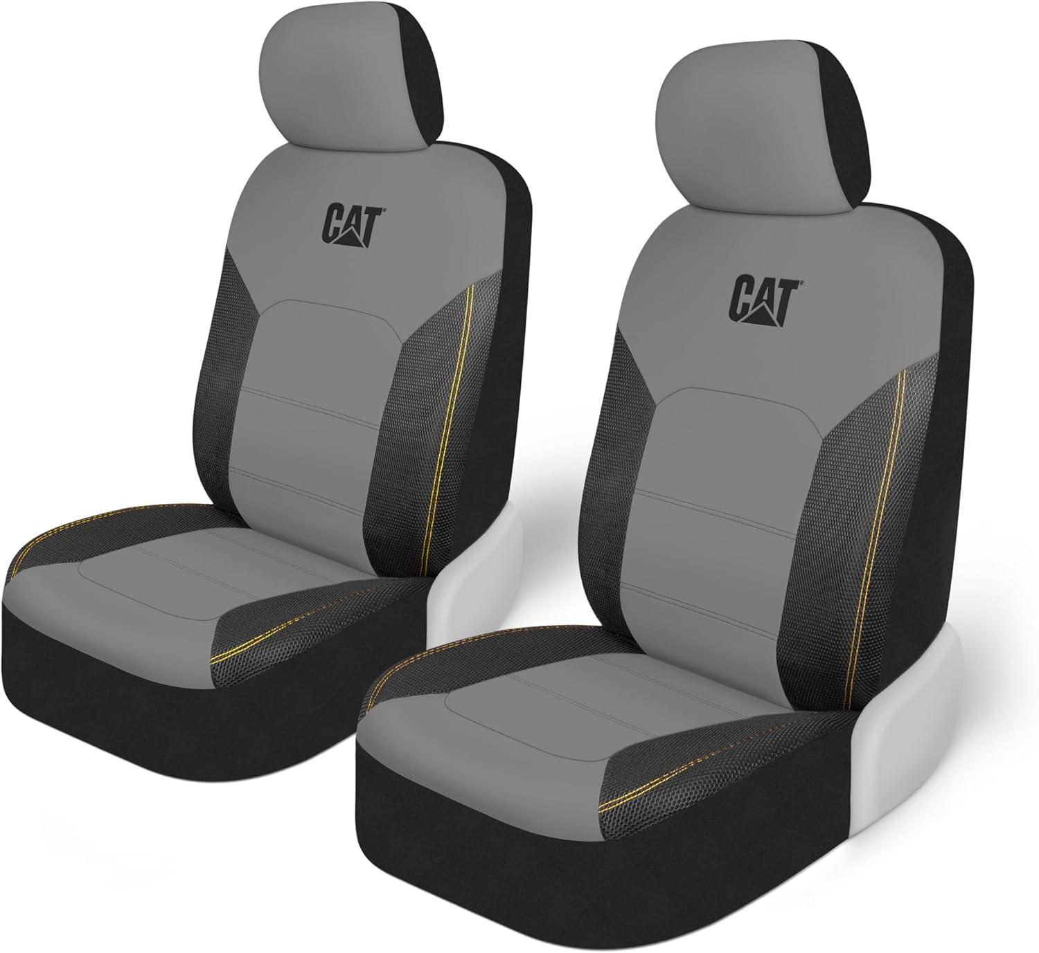 imageCat FlexHybrid Car Seat Covers Black Premium Faux Leather Mesh Seat Covers for Cars Trucks SUV Universal Fit Car Seat Covers Front Seats Only Automotive Interior Covers Ideal Truck Seat CoversFront Seats Mats GrayBlack