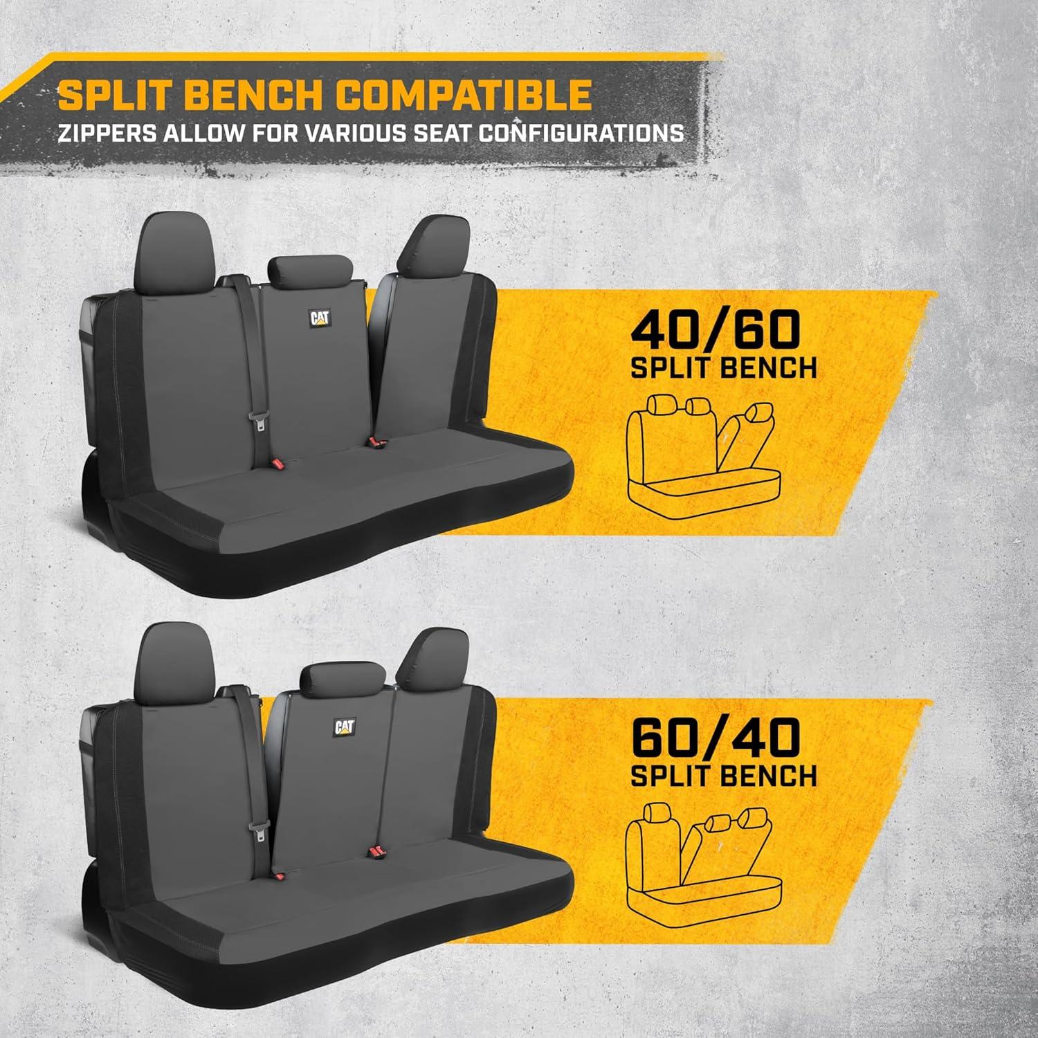 imageCat FlexHybrid Car Seat Covers Black Premium Faux Leather Mesh Seat Covers for Cars Trucks SUV Universal Fit Car Seat Covers Front Seats Only Automotive Interior Covers Ideal Truck Seat CoversBack Seat Cover Gray