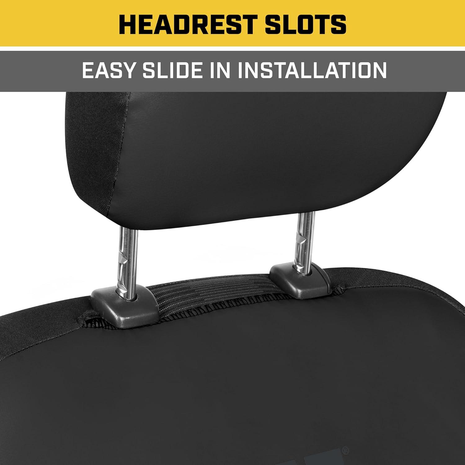 imageCat FlexHybrid Car Seat Covers Black Premium Faux Leather Mesh Seat Covers for Cars Trucks SUV Universal Fit Car Seat Covers Front Seats Only Automotive Interior Covers Ideal Truck Seat CoversFront Seat Covers Black