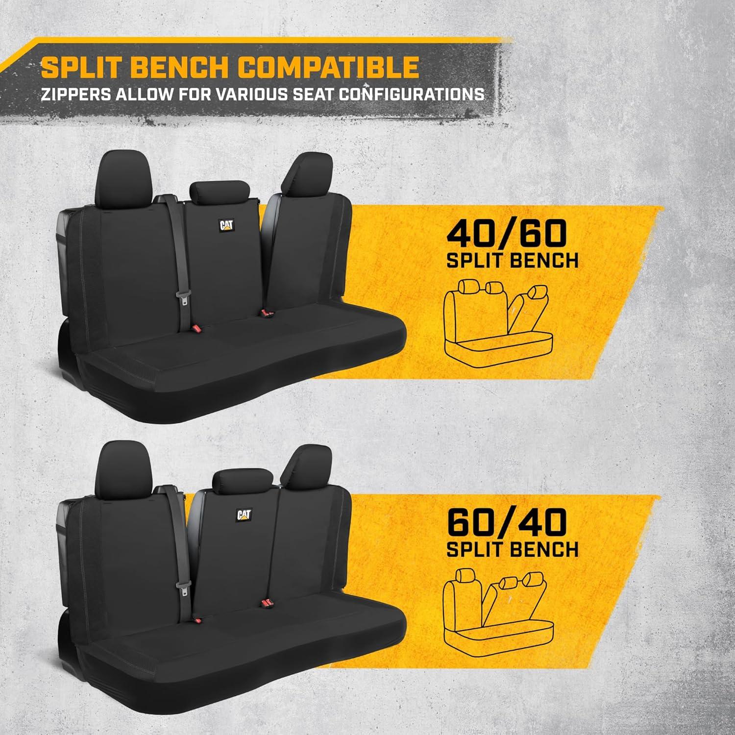 imageCat FlexHybrid Car Seat Covers Black Premium Faux Leather Mesh Seat Covers for Cars Trucks SUV Universal Fit Car Seat Covers Front Seats Only Automotive Interior Covers Ideal Truck Seat CoversBack Seat Cover Black