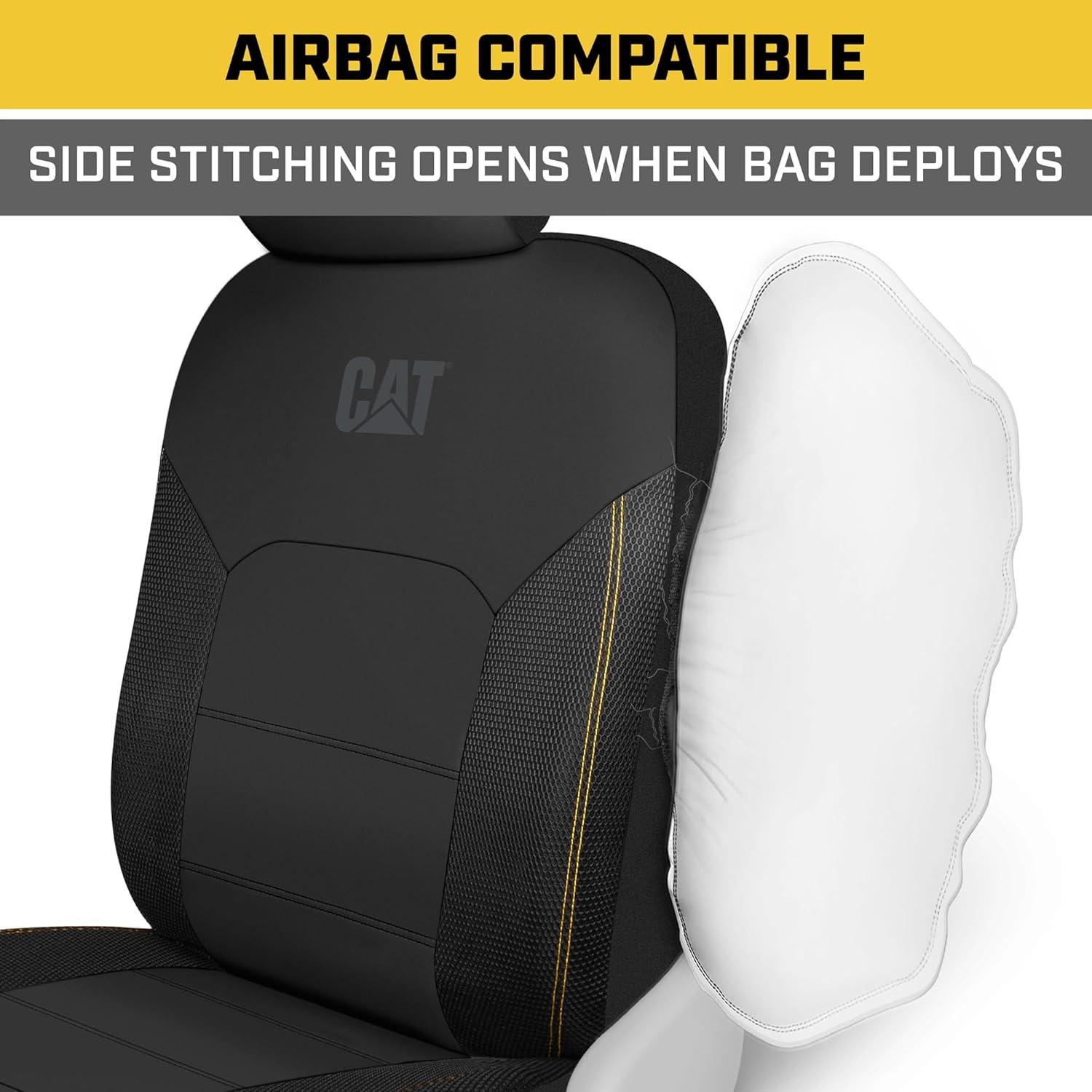 imageCat FlexHybrid Car Seat Covers Black Premium Faux Leather Mesh Seat Covers for Cars Trucks SUV Universal Fit Car Seat Covers Front Seats Only Automotive Interior Covers Ideal Truck Seat CoversFront Seat Covers Black