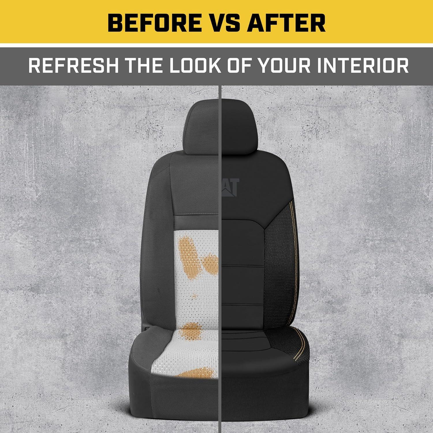 imageCat FlexHybrid Car Seat Covers Black Premium Faux Leather Mesh Seat Covers for Cars Trucks SUV Universal Fit Car Seat Covers Front Seats Only Automotive Interior Covers Ideal Truck Seat CoversFront Seat Covers Black