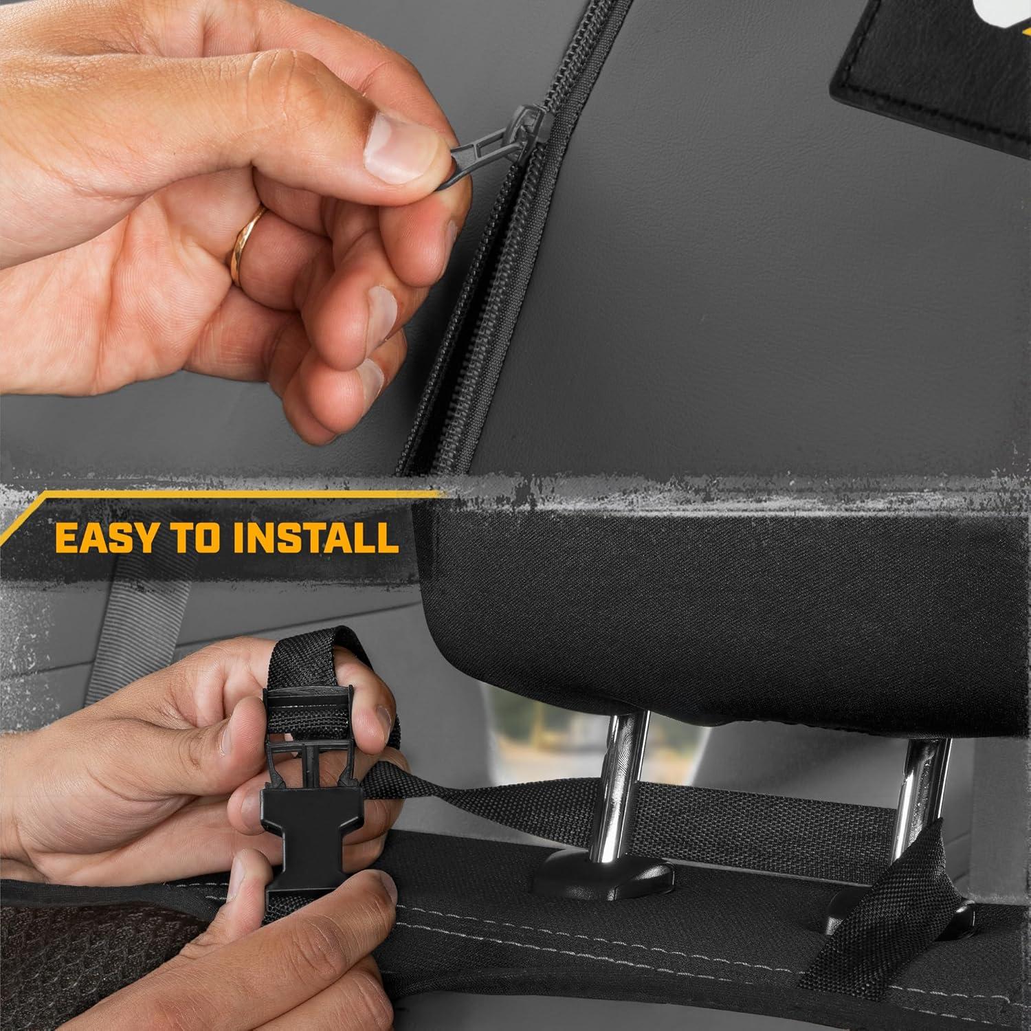 imageCat FlexHybrid Car Seat Covers Black Premium Faux Leather Mesh Seat Covers for Cars Trucks SUV Universal Fit Car Seat Covers Front Seats Only Automotive Interior Covers Ideal Truck Seat CoversBack Seat Cover Gray