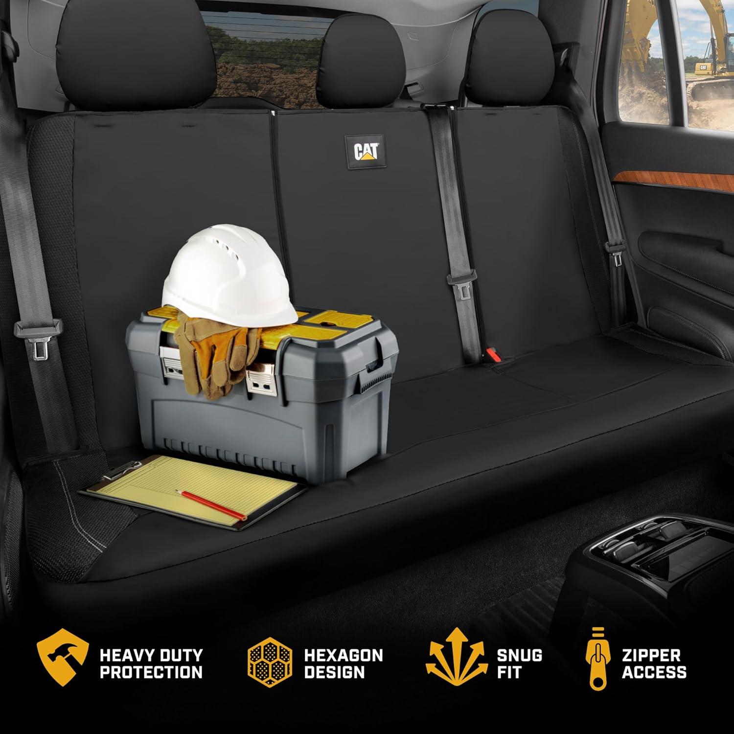 imageCat FlexHybrid Car Seat Covers Black Premium Faux Leather Mesh Seat Covers for Cars Trucks SUV Universal Fit Car Seat Covers Front Seats Only Automotive Interior Covers Ideal Truck Seat CoversBack Seat Cover Black