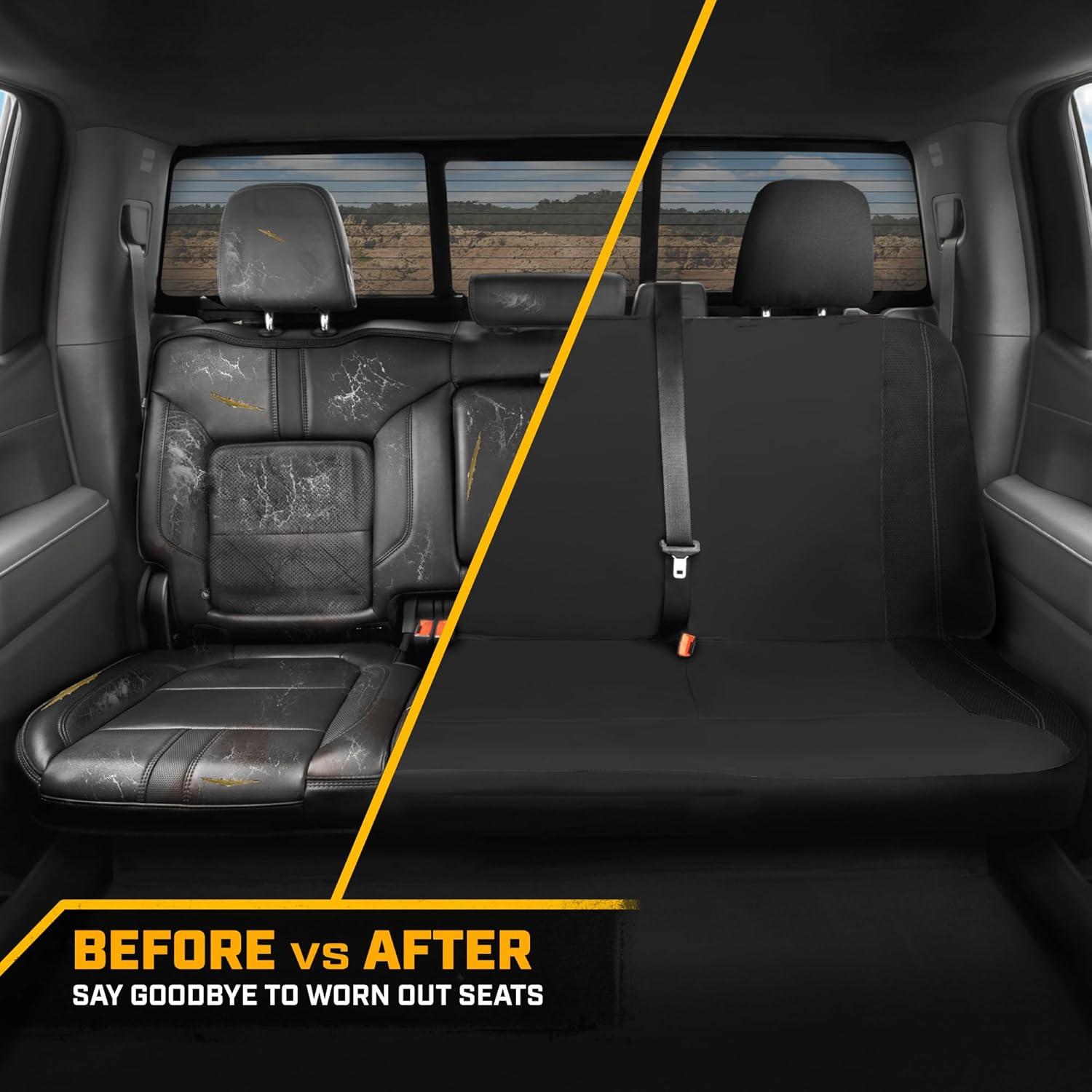 imageCat FlexHybrid Car Seat Covers Black Premium Faux Leather Mesh Seat Covers for Cars Trucks SUV Universal Fit Car Seat Covers Front Seats Only Automotive Interior Covers Ideal Truck Seat CoversBack Seat Cover Black