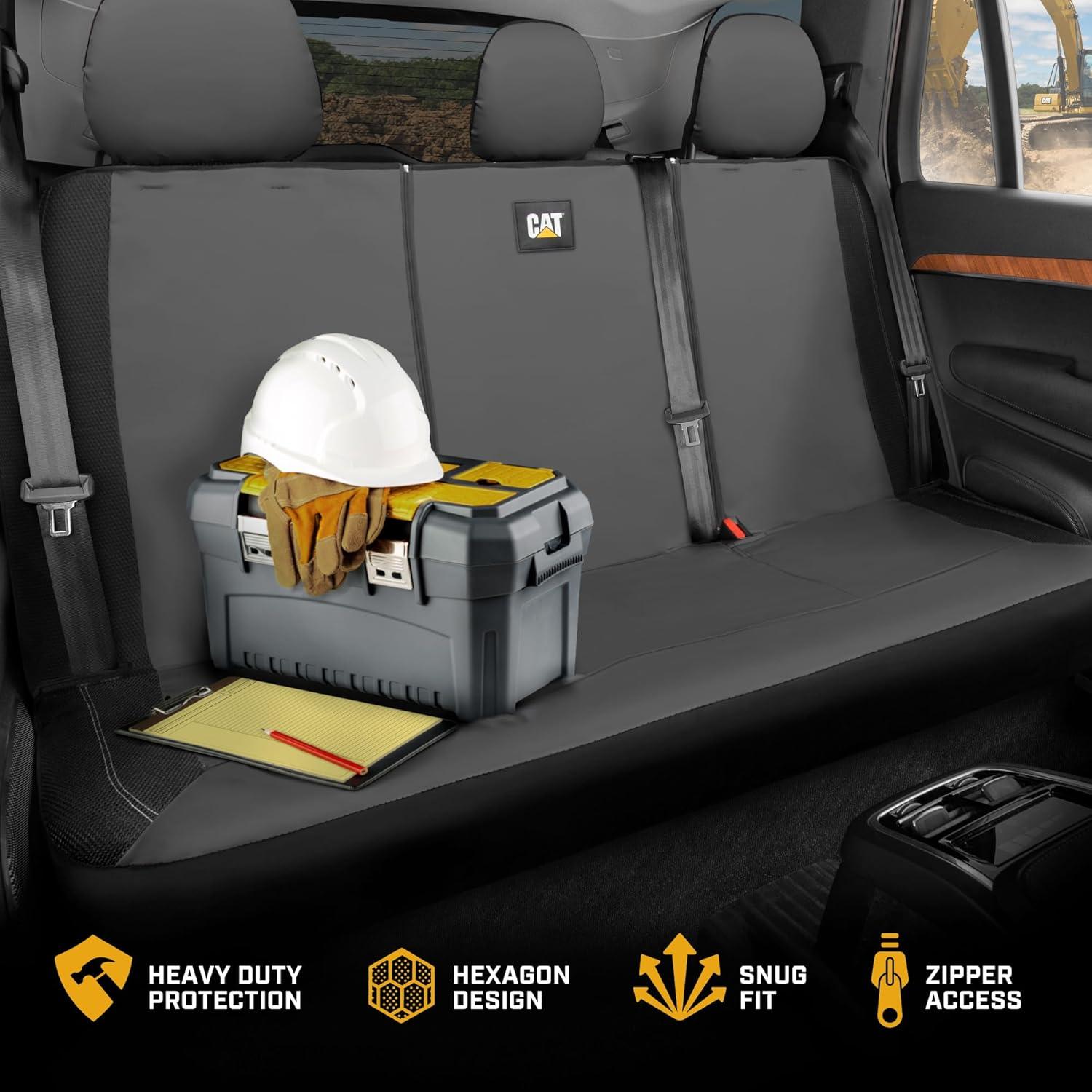 imageCat FlexHybrid Car Seat Covers Black Premium Faux Leather Mesh Seat Covers for Cars Trucks SUV Universal Fit Car Seat Covers Front Seats Only Automotive Interior Covers Ideal Truck Seat CoversBack Seat Cover Gray