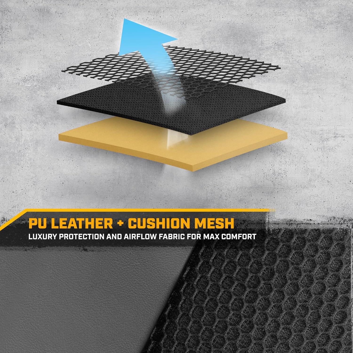 imageCat FlexHybrid Car Seat Covers Black Premium Faux Leather Mesh Seat Covers for Cars Trucks SUV Universal Fit Car Seat Covers Front Seats Only Automotive Interior Covers Ideal Truck Seat CoversBack Seat Cover Gray