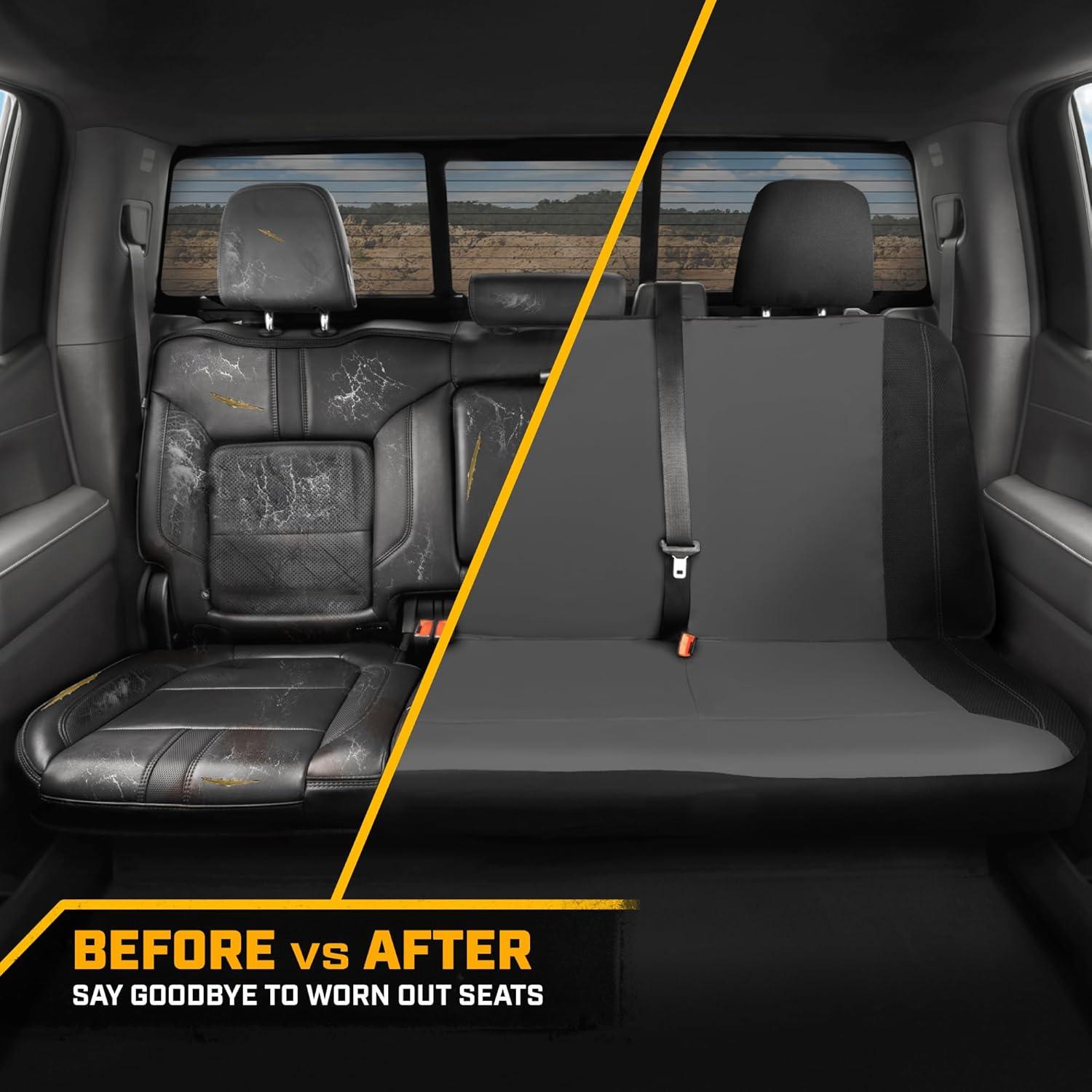 imageCat FlexHybrid Car Seat Covers Black Premium Faux Leather Mesh Seat Covers for Cars Trucks SUV Universal Fit Car Seat Covers Front Seats Only Automotive Interior Covers Ideal Truck Seat CoversBack Seat Cover Gray