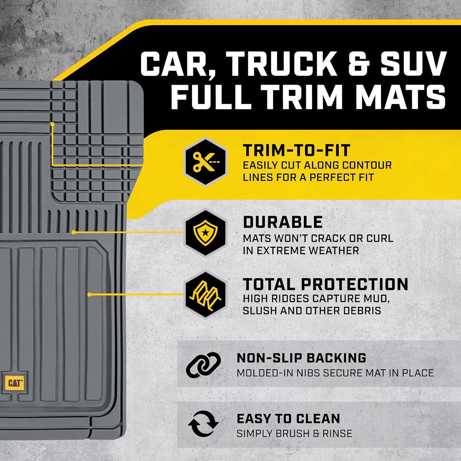 imageCat ToughLiner Gray Car Floor Mats Heavy Duty Trim to Fit Floor Mats for Trucks AllWeather Truck Accessories ampamp Odorless Rubber Automotive Floor Mats Car Mats ampamp SUV Floor Liners for CarGray