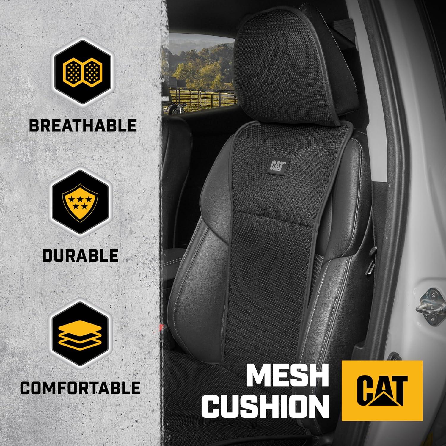 imageCaterpillar AeroMesh Black Seat Covers for Trucks Car ampamp SUV 1 Front Truck Seat Cover Protector Breathable Mesh Universal Fit Car Seat Covers Automotive Seat Covers Top of Seat ProtectionBlack