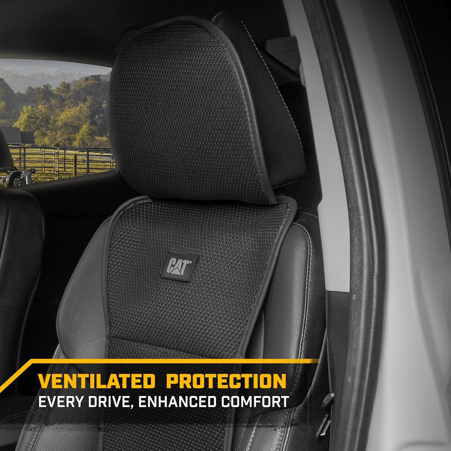 imageCaterpillar AeroMesh Black Seat Covers for Trucks Car ampamp SUV 1 Front Truck Seat Cover Protector Breathable Mesh Universal Fit Car Seat Covers Automotive Seat Covers Top of Seat ProtectionBlack