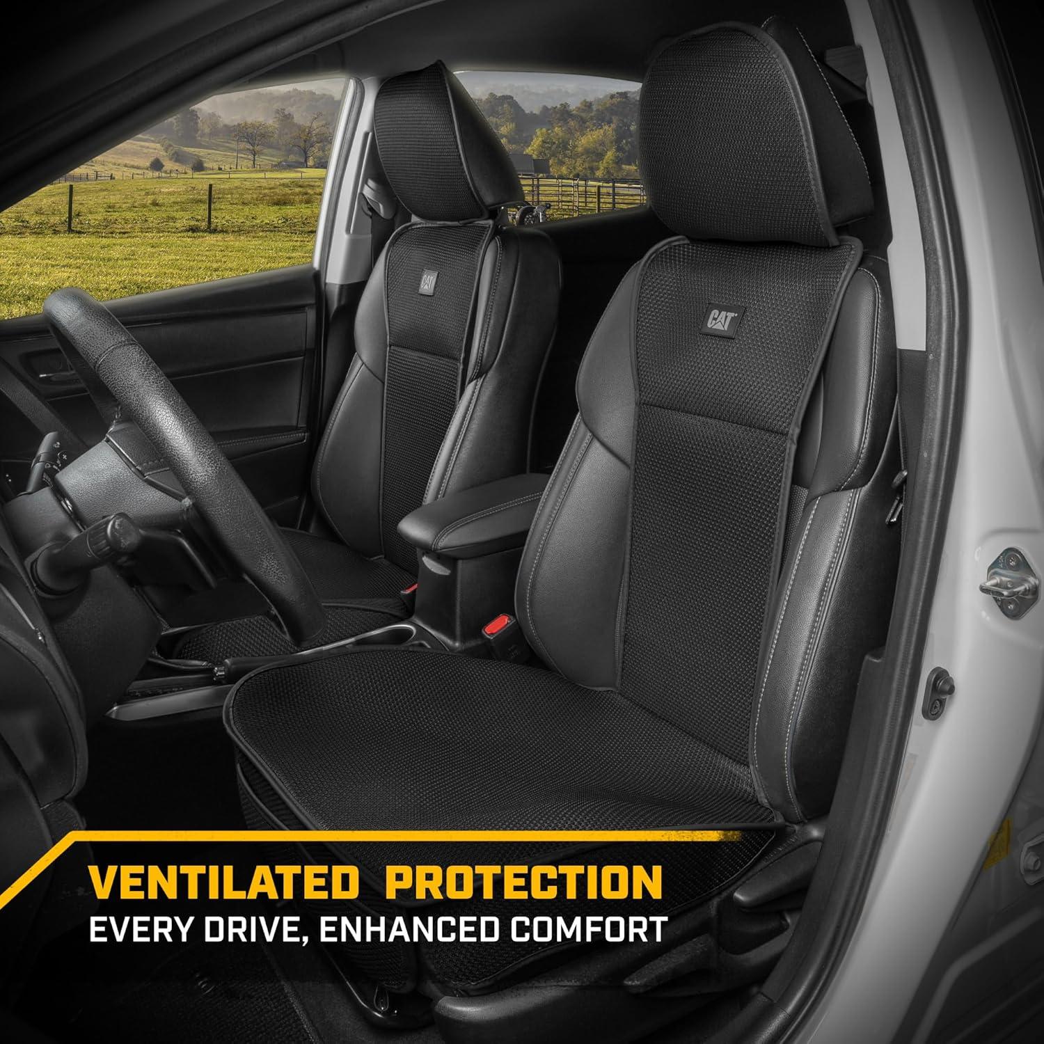 imageCaterpillar AeroMesh Black Seat Covers for Trucks Car ampamp SUV 1 Front Truck Seat Cover Protector Breathable Mesh Universal Fit Car Seat Covers Automotive Seat Covers Top of Seat ProtectionBlack