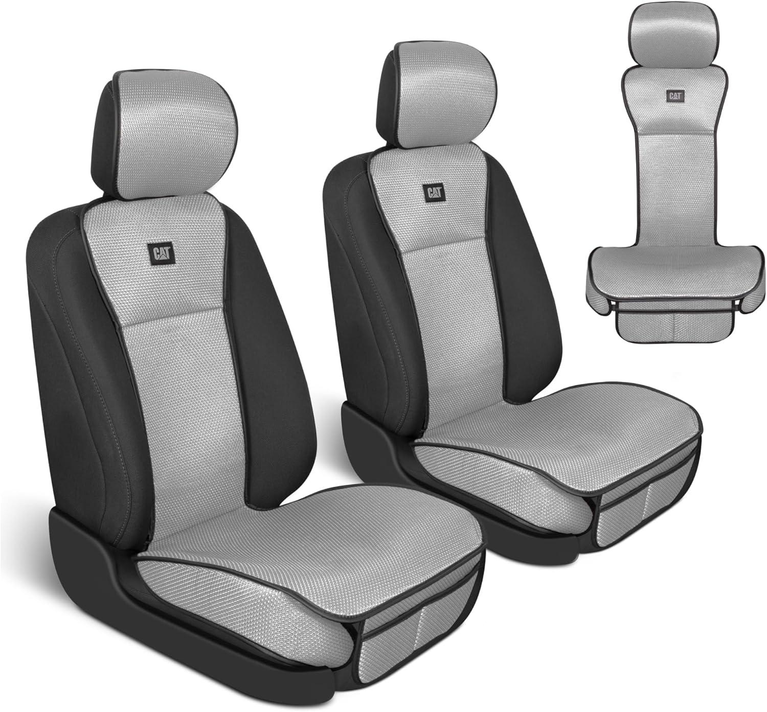 imageCaterpillar AeroMesh Black Seat Covers for Trucks Car ampamp SUV 1 Front Truck Seat Cover Protector Breathable Mesh Universal Fit Car Seat Covers Automotive Seat Covers Top of Seat ProtectionGray