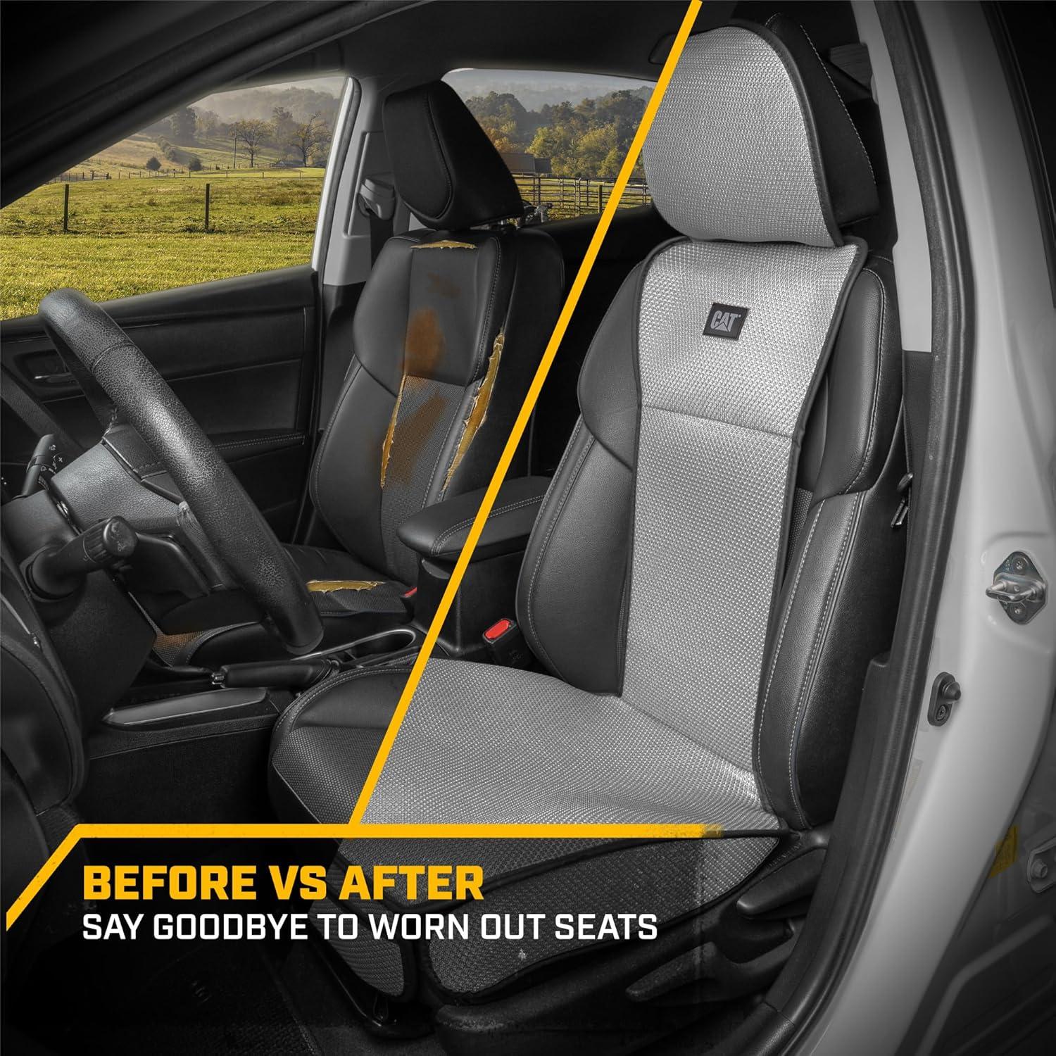 imageCaterpillar AeroMesh Black Seat Covers for Trucks Car ampamp SUV 1 Front Truck Seat Cover Protector Breathable Mesh Universal Fit Car Seat Covers Automotive Seat Covers Top of Seat ProtectionGray