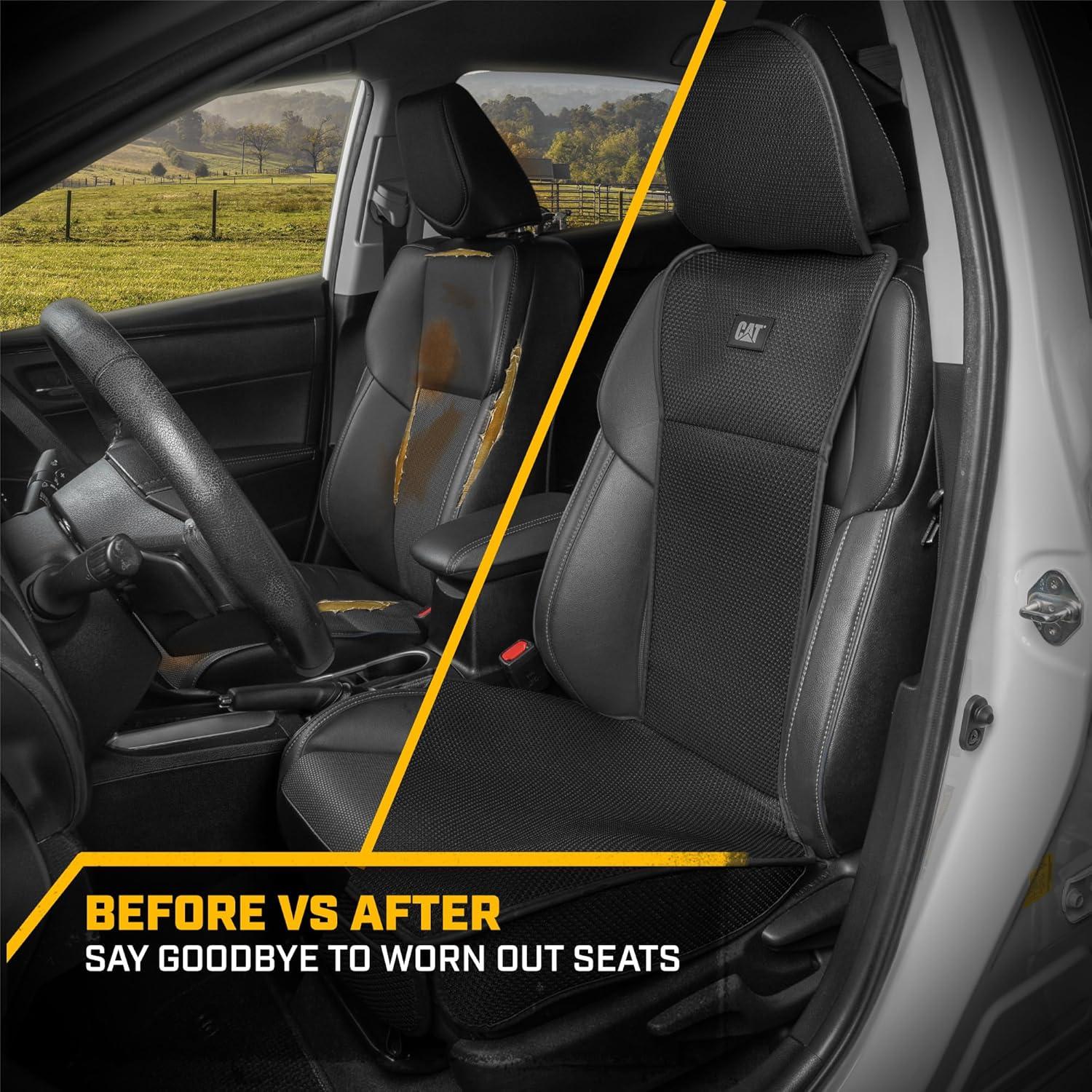 imageCaterpillar AeroMesh Black Seat Covers for Trucks Car ampamp SUV 1 Front Truck Seat Cover Protector Breathable Mesh Universal Fit Car Seat Covers Automotive Seat Covers Top of Seat ProtectionBlack