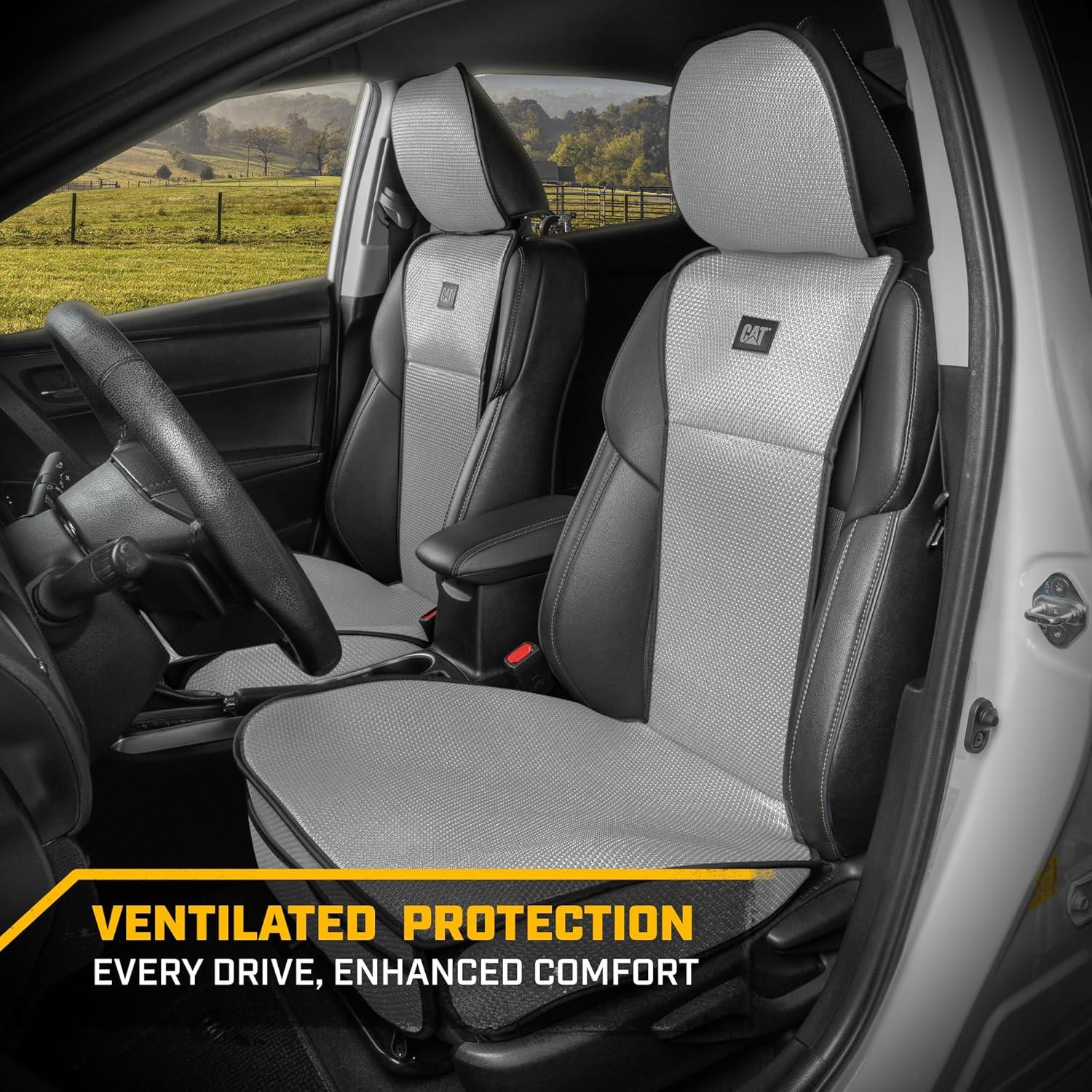 imageCaterpillar AeroMesh Black Seat Covers for Trucks Car ampamp SUV 1 Front Truck Seat Cover Protector Breathable Mesh Universal Fit Car Seat Covers Automotive Seat Covers Top of Seat ProtectionGray