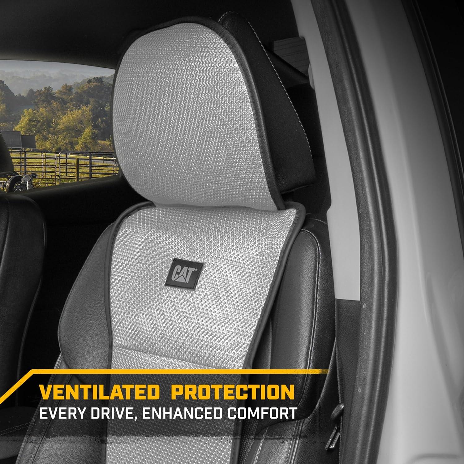 imageCaterpillar AeroMesh Black Seat Covers for Trucks Car ampamp SUV 1 Front Truck Seat Cover Protector Breathable Mesh Universal Fit Car Seat Covers Automotive Seat Covers Top of Seat ProtectionGray