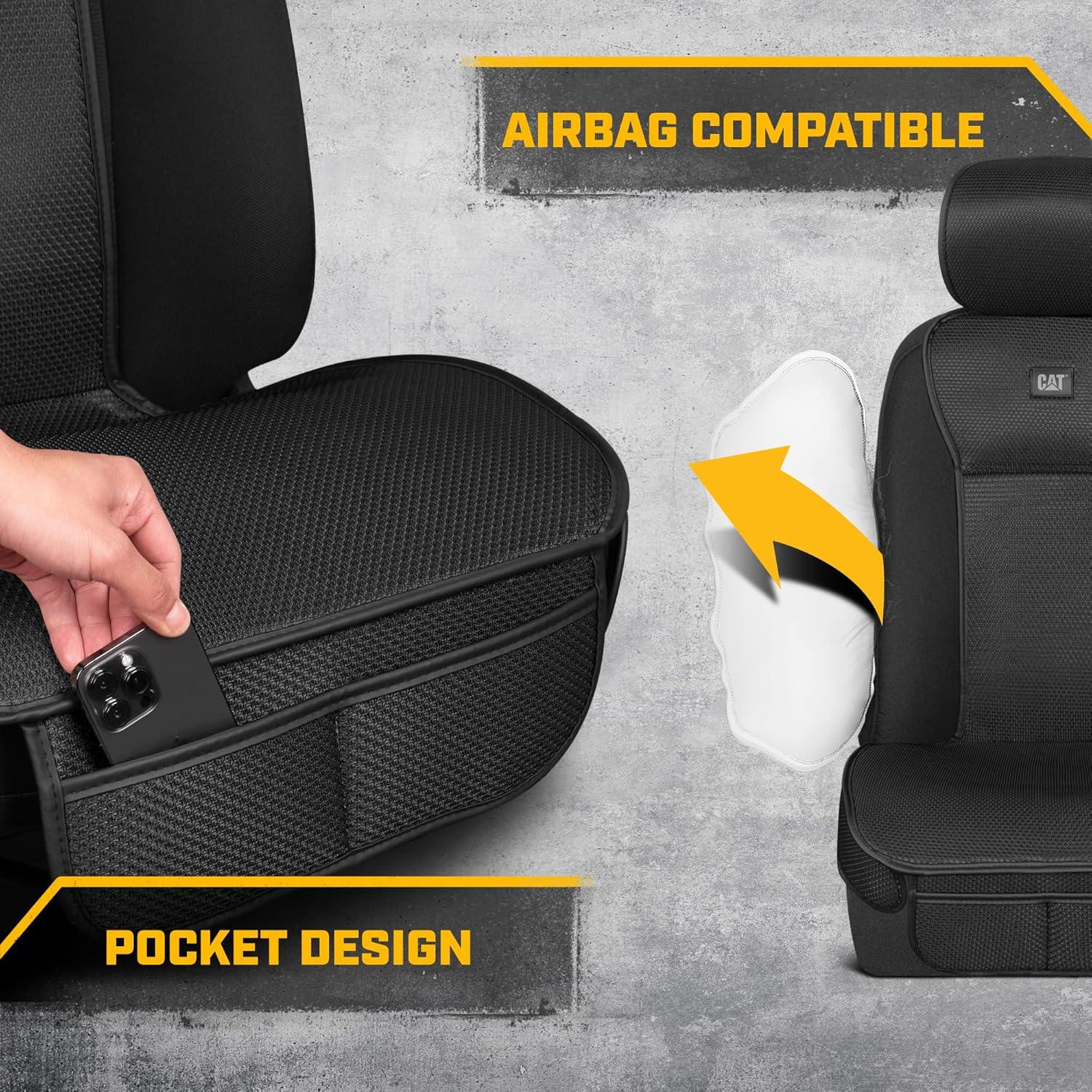 imageCaterpillar AeroMesh Black Seat Covers for Trucks Car ampamp SUV 1 Front Truck Seat Cover Protector Breathable Mesh Universal Fit Car Seat Covers Automotive Seat Covers Top of Seat ProtectionBlack