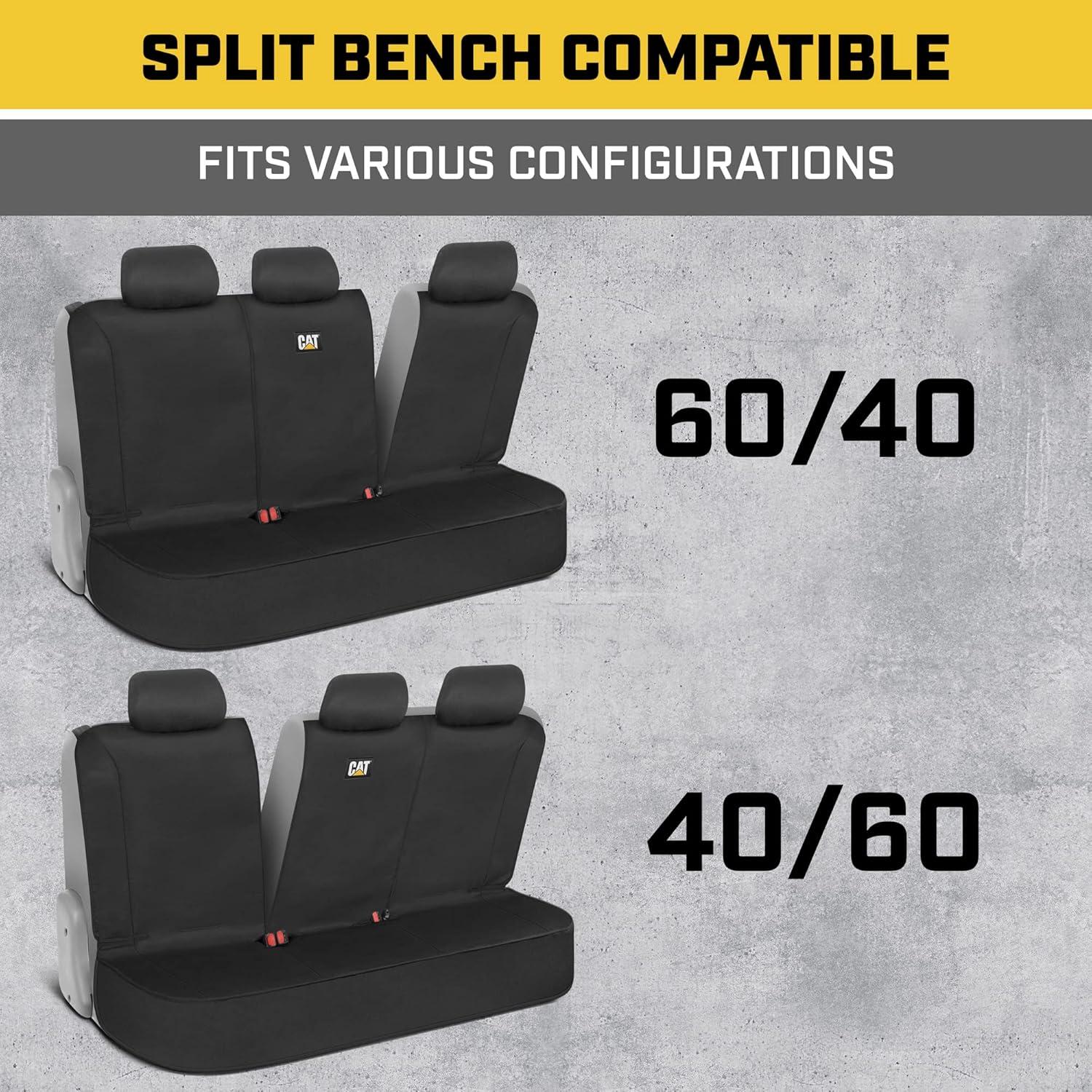 imageCaterpillar Flexfit Automotive Seat Covers for Cars Trucks and SUVs Set of 2 Black Seat Covers for Front Seats Seat Protectors with Gray Honeycomb Trim Auto Interior CoversBack Seat Cover Black