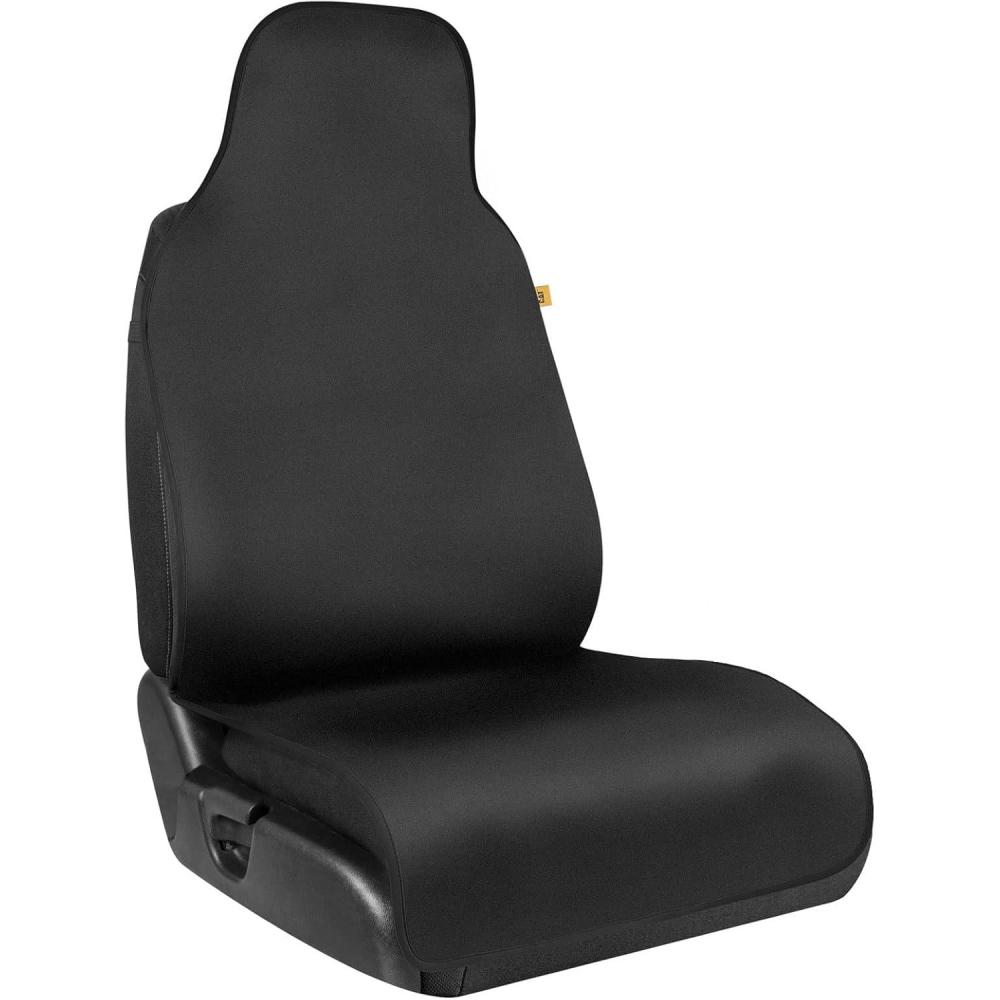 imageCAT Waterproof Car Seat Cover for Front Seats 1 Piece with Beige Trim Durable Neoprene Seat Cover for Cars Universal Fit for Most Cars Trucks SUV Ideal Seat Protector for Vehicle Car SeatsBlack with Black Trim