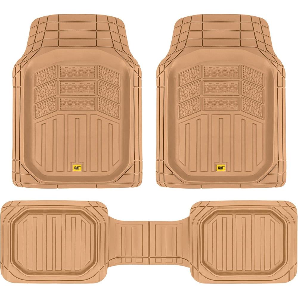 imageCat CAMT9014 4Piece Heavy Duty Deep Dish Rubber Floor Mats Trim to Fit for Car Truck SUV ampamp Van All Weather Total Protection Durable Liners BlackBeige