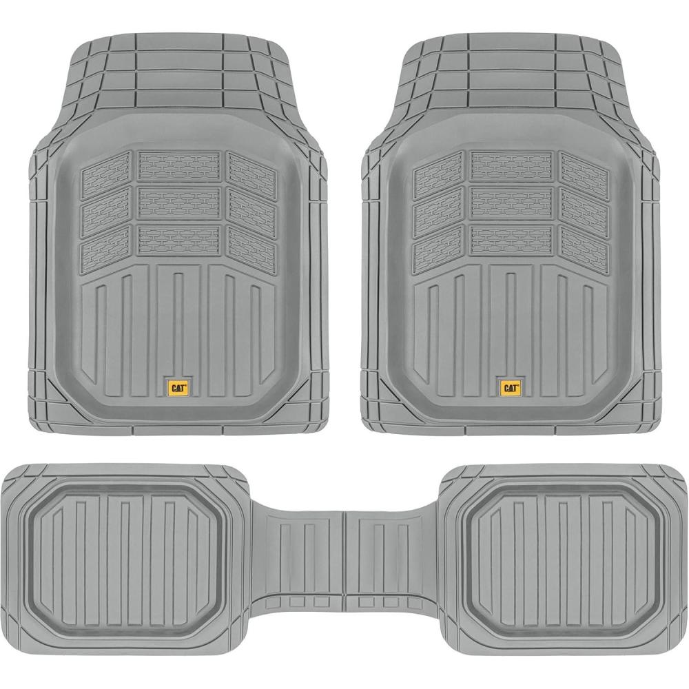 imageCat CAMT9014 4Piece Heavy Duty Deep Dish Rubber Floor Mats Trim to Fit for Car Truck SUV ampamp Van All Weather Total Protection Durable Liners BlackGray
