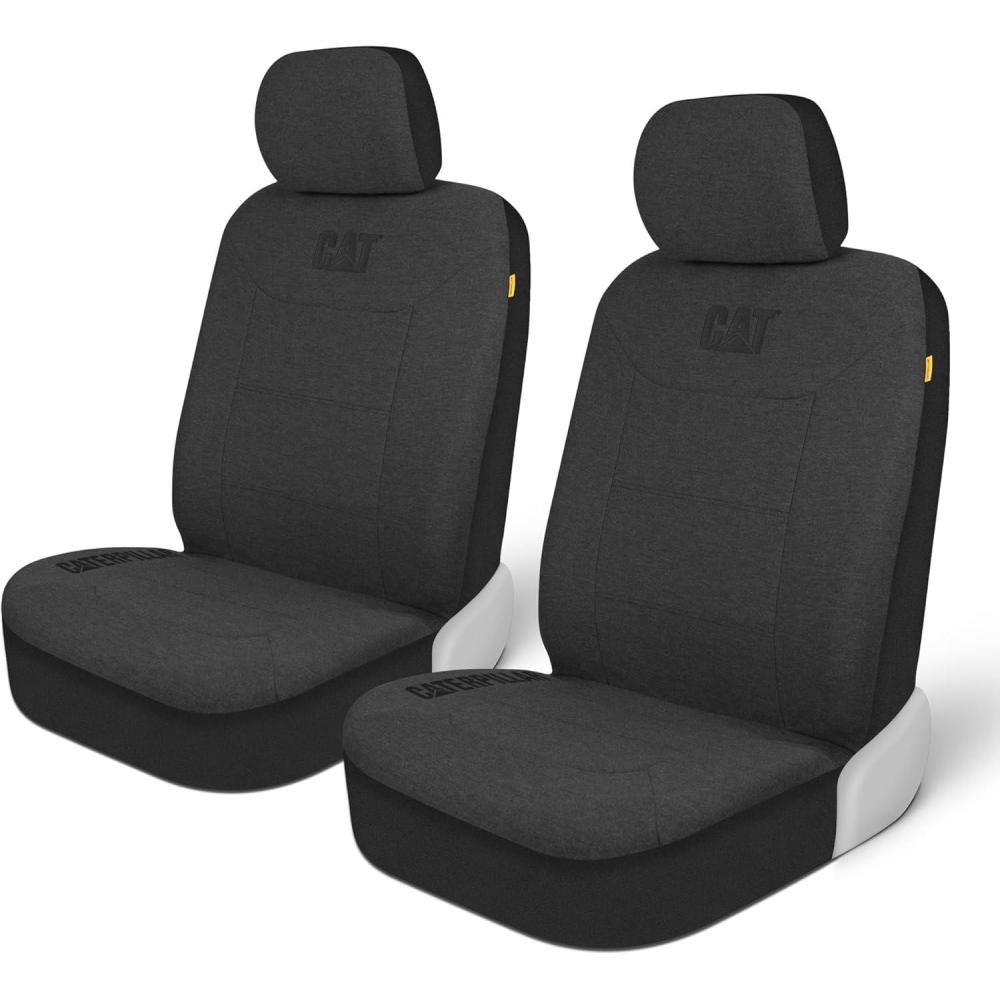 imageCat CozyBlend Car Seat Covers Charcoal Heather  Premium Jersey Fabric Seat Covers for Cars Trucks SUV Breathable Cotton Car Seat Covers Front Seats Only Universal Fit Automotive Interior CoversCharcoal Gray