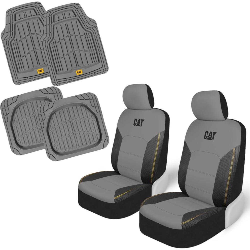 imageCat FlexHybrid Car Seat Covers Black Premium Faux Leather  Mesh Seat Covers for Cars Trucks SUV Universal Fit Car Seat Covers Front Seats Only Automotive Interior Covers Ideal Truck Seat CoversFront Seats  Mats GrayGray