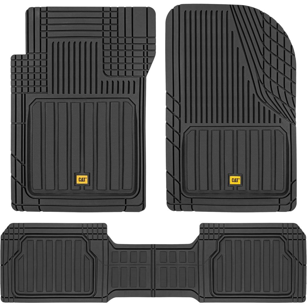 imageCat ToughLiner Gray Car Floor Mats  Heavy Duty Trim to Fit Floor Mats for Trucks  AllWeather Truck Accessories ampamp Odorless Rubber Automotive Floor Mats  Car Mats ampamp SUV Floor Liners for CarBlack