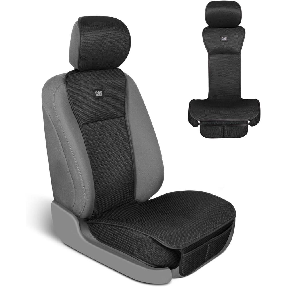imageCaterpillar AeroMesh Black Seat Covers for Trucks Car ampamp SUV  1 Front Truck Seat Cover Protector  Breathable Mesh Universal Fit Car Seat Covers  Automotive Seat Covers Top of Seat ProtectionBlack