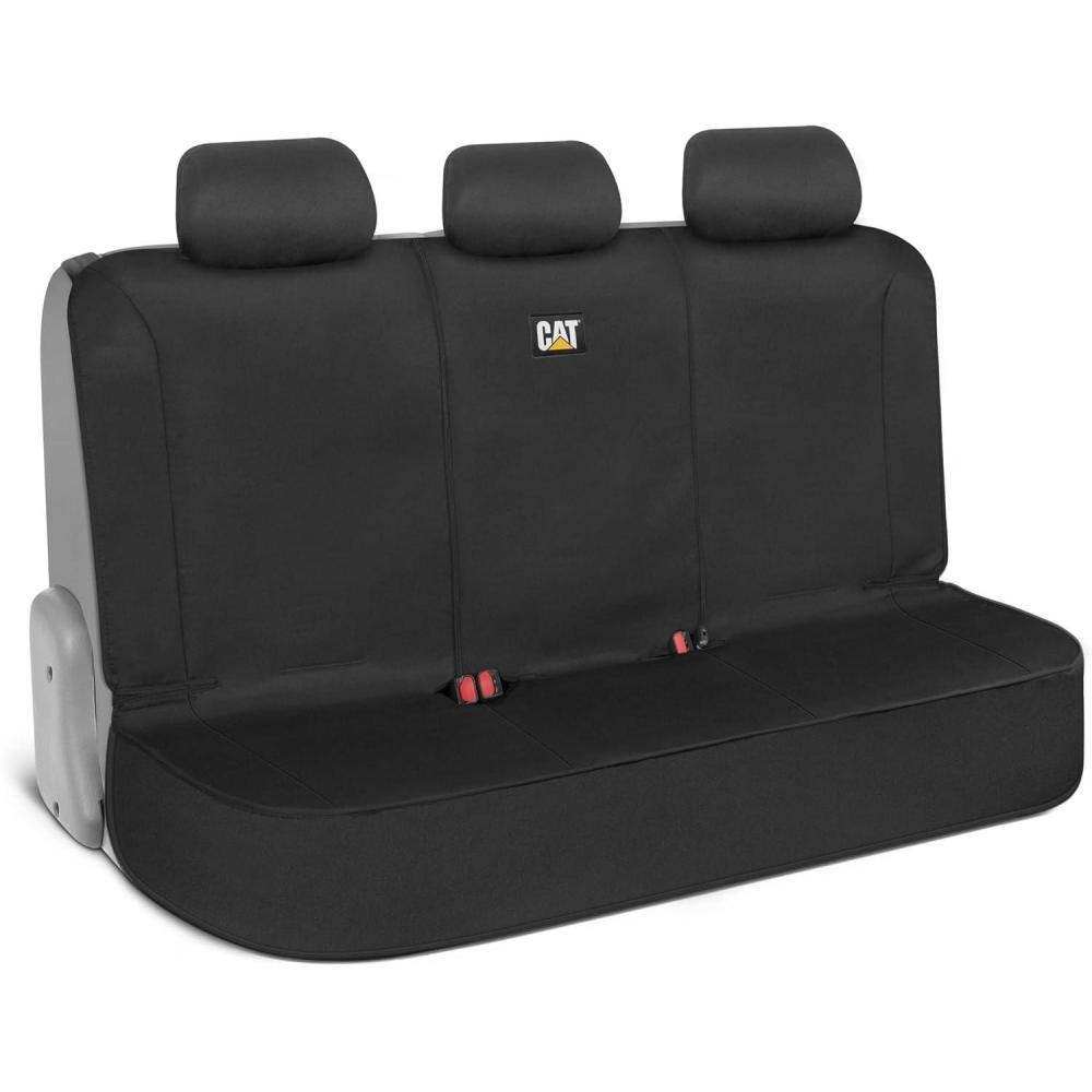 imageCaterpillar Flexfit Automotive Seat Covers for Cars Trucks and SUVs Set of 2 Black Seat Covers for Front Seats Seat Protectors with Gray Honeycomb Trim Auto Interior CoversBack Seat Cover Black