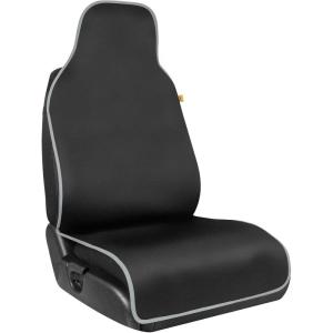 CAT® Waterproof Car Seat Cover for Front Seats, 1 Piece with Beige Trim – Durable Neoprene Seat Cover for Cars, Universal Fit for Most Cars Trucks SUV, Ideal Seat Protector for Vehicle Car Seats(Black with Gray Trim)