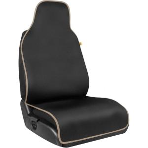 CAT® Waterproof Car Seat Cover for Front Seats, 1 Piece with Beige Trim – Durable Neoprene Seat Cover for Cars, Universal Fit for Most Cars Trucks SUV, Ideal Seat Protector for Vehicle Car Seats(Black with Beige Trim)