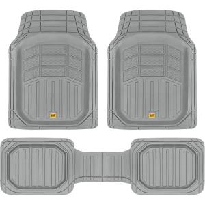 Cat® CAMT-9014 (4-Piece) Heavy Duty Deep Dish Rubber Floor Mats, Trim to Fit for Car Truck SUV & Van, All Weather Total Protection Durable Liners Black(Gray)
