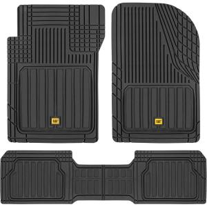 Cat® ToughLiner™ Gray Car Floor Mats – Heavy Duty Trim to Fit Floor Mats for Trucks – All-Weather Truck Accessories & Odorless Rubber Automotive Floor Mats – Car Mats & SUV Floor Liners for Car(Black)