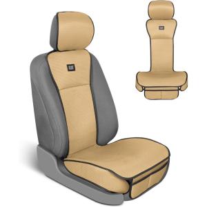 Caterpillar AeroMesh Black Seat Covers for Trucks, Car, & SUV – (1) Front Truck Seat Cover Protector – Breathable Mesh Universal Fit Car Seat Covers – Automotive Seat Covers Top of Seat Protection(Beige)