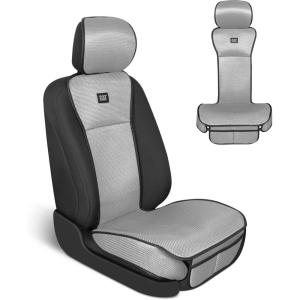 Caterpillar AeroMesh Black Seat Covers for Trucks, Car, & SUV – (1) Front Truck Seat Cover Protector – Breathable Mesh Universal Fit Car Seat Covers – Automotive Seat Covers Top of Seat Protection(Gray)