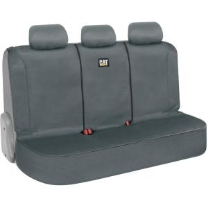 Caterpillar Flexfit Automotive Seat Covers for Cars Trucks and SUVs (Set of 2) – Black Seat Covers for Front Seats, Seat Protectors with Gray Honeycomb Trim, Auto Interior Covers(Back Seat Cover Gray)