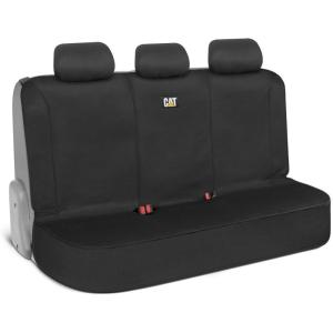 Caterpillar Flexfit Automotive Seat Covers for Cars Trucks and SUVs (Set of 2) – Black Seat Covers for Front Seats, Seat Protectors with Gray Honeycomb Trim, Auto Interior Covers(Back Seat Cover Black)