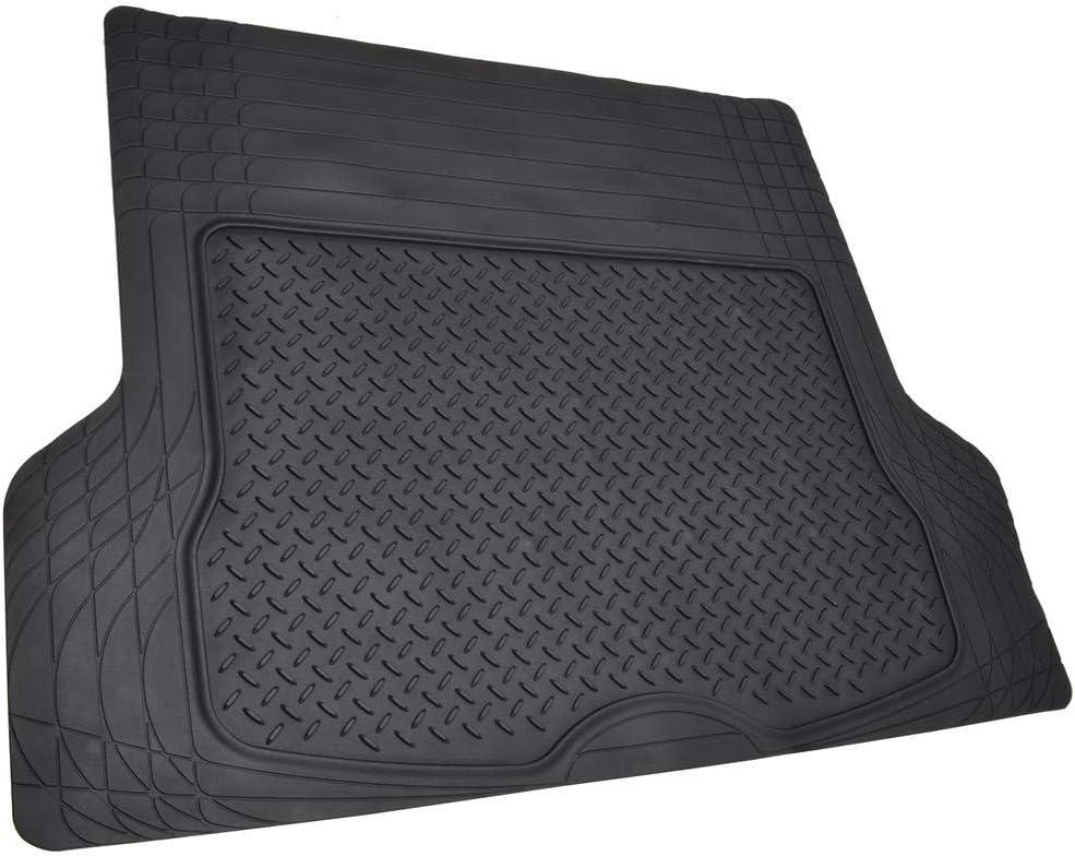 imageBDK Cat CAMT1003 3Piece Deep Dish Rubber Car Floor Mats with Trunk Cargo Liner Heavy Duty All Weather Trim to Fit Front ampamp Rear Combo Set for Car Sedan SUV VanBlack