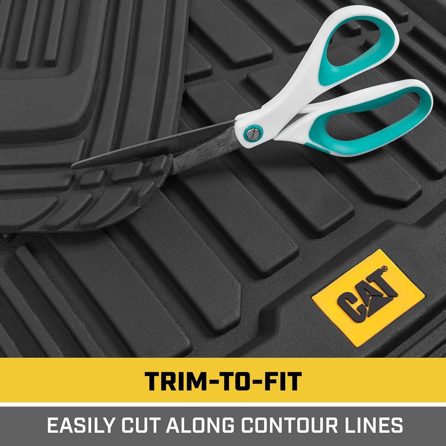 imageBDK Cat CAMT1003 3Piece Deep Dish Rubber Car Floor Mats with Trunk Cargo Liner Heavy Duty All Weather Trim to Fit Front ampamp Rear Combo Set for Car Sedan SUV VanBlack