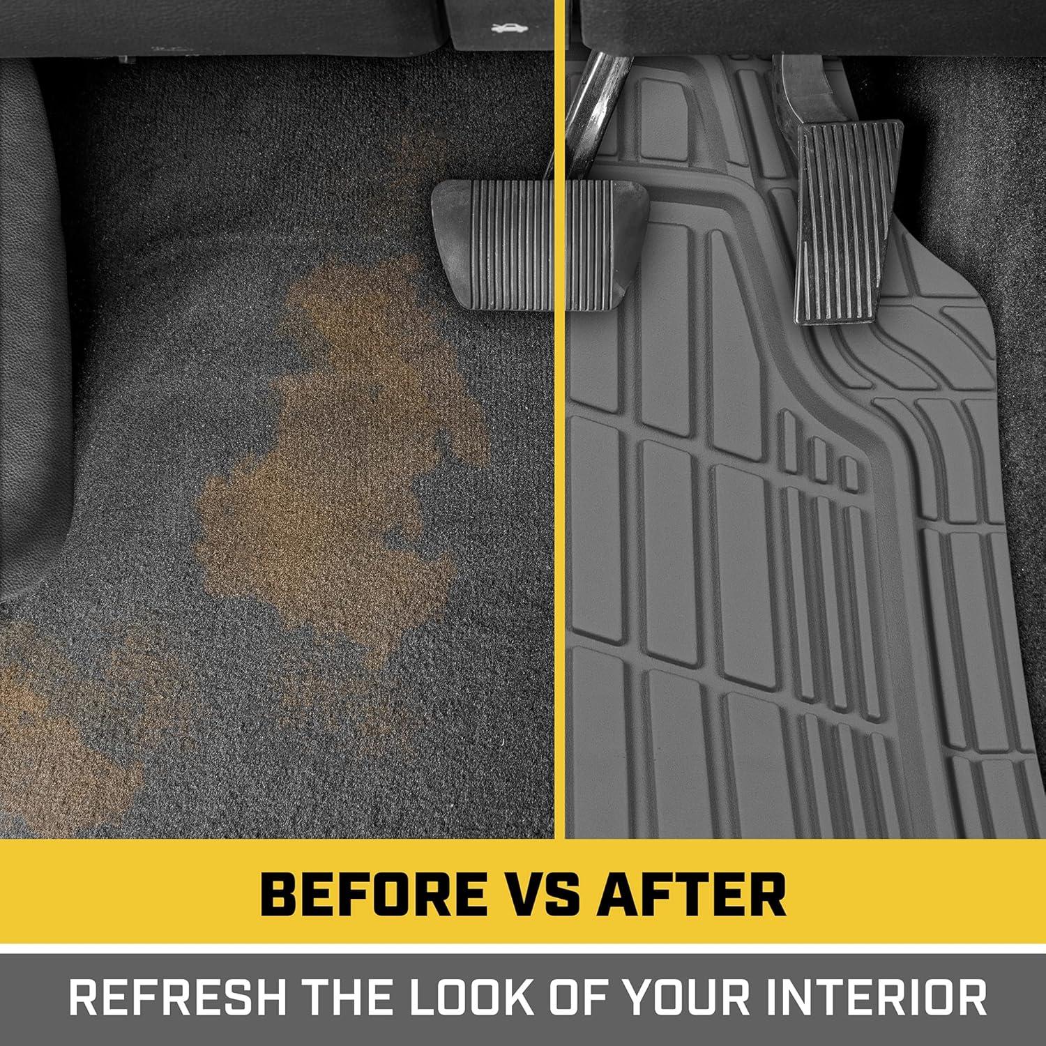 imageBDK Cat CAMT1003 3Piece Deep Dish Rubber Car Floor Mats with Trunk Cargo Liner Heavy Duty All Weather Trim to Fit Front ampamp Rear Combo Set for Car Sedan SUV VanGray