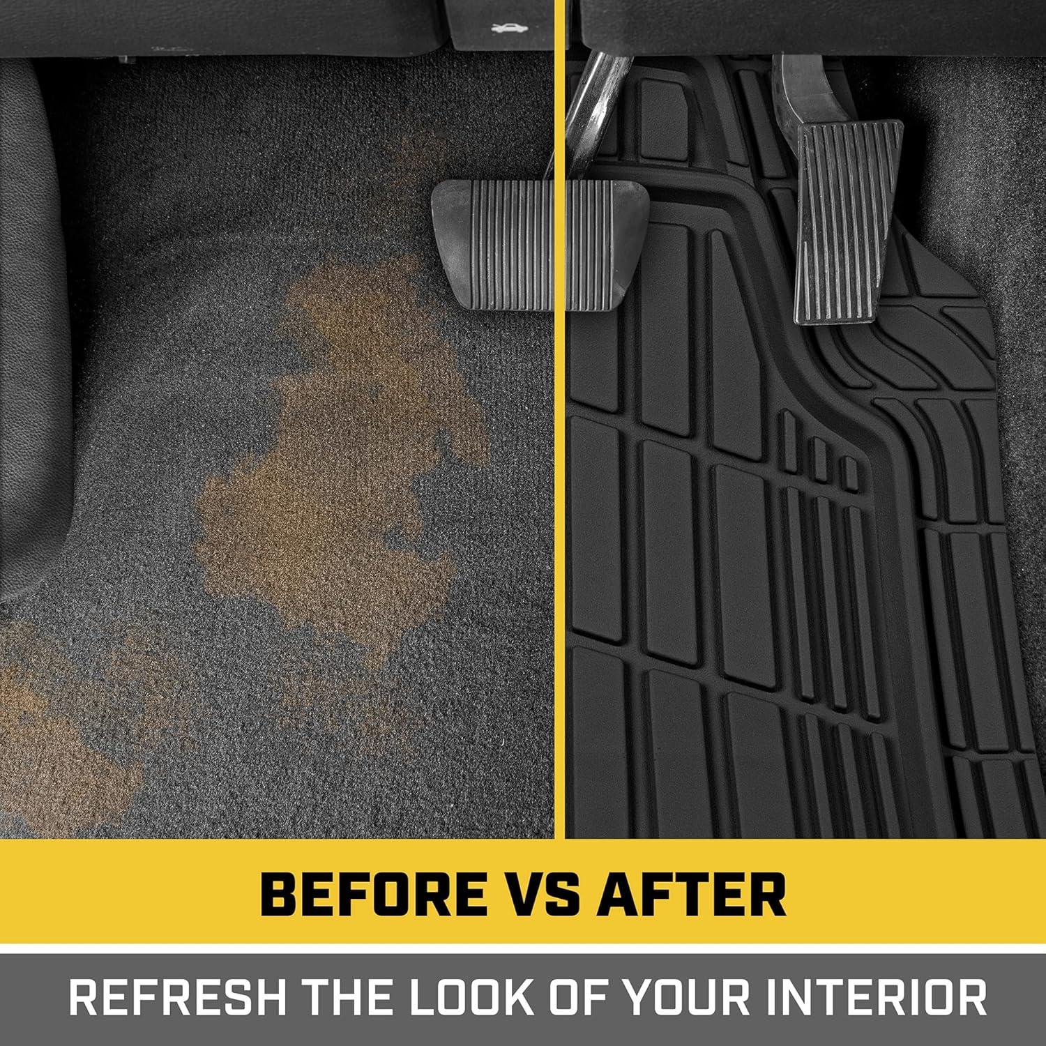 imageBDK Cat CAMT1003 3Piece Deep Dish Rubber Car Floor Mats with Trunk Cargo Liner Heavy Duty All Weather Trim to Fit Front ampamp Rear Combo Set for Car Sedan SUV VanBlack