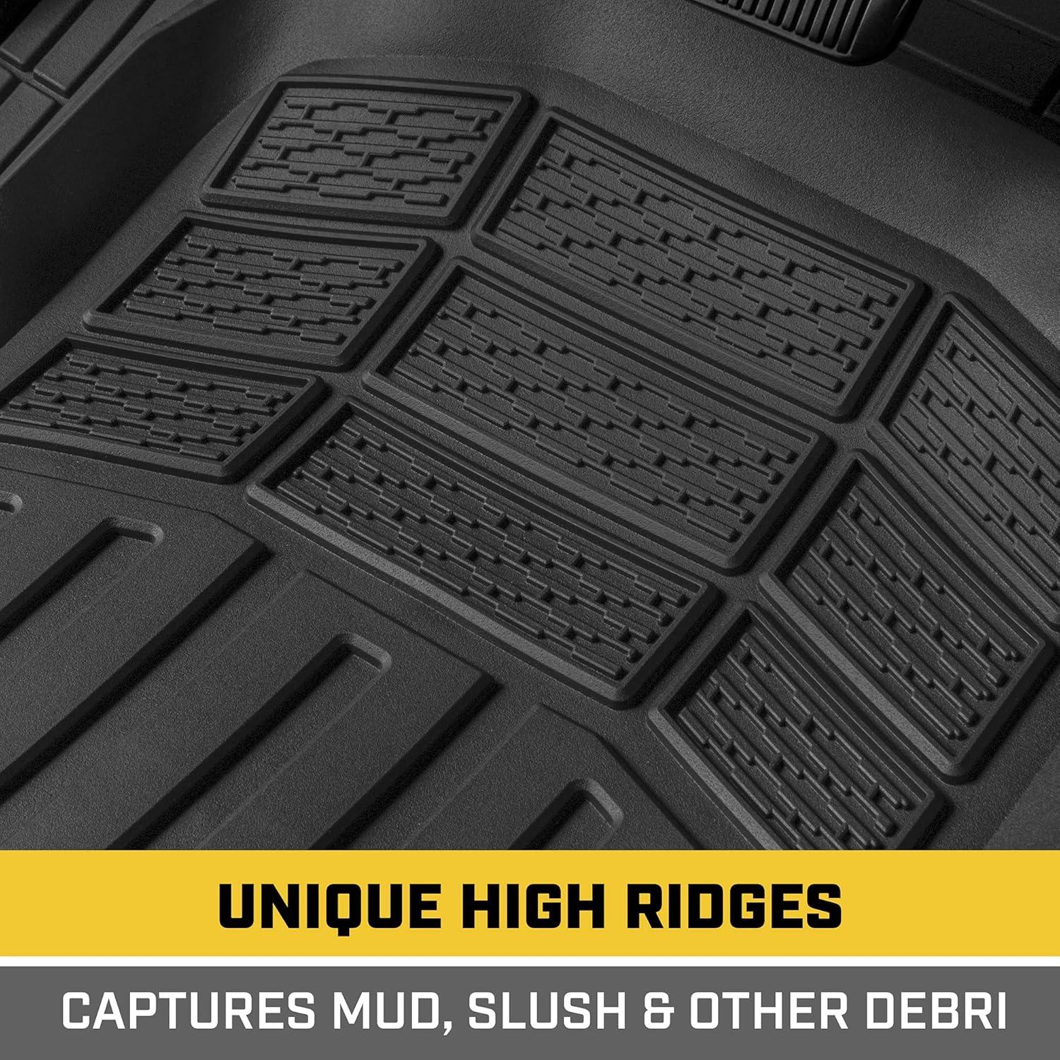 imageBDK Cat CAMT9013 3Piece Large Heavy Duty Rubber Car Floor Mats with Trunk Cargo Liner Trim to Fit Front ampamp Rear Combo Set for Car Sedan SUV Van All WeatherBlack